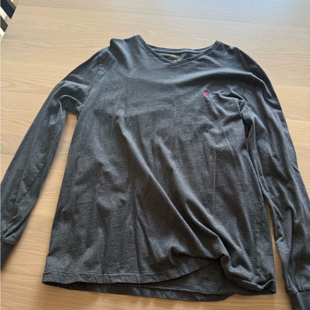 Gray Long Sleeve Shirt with Logo
